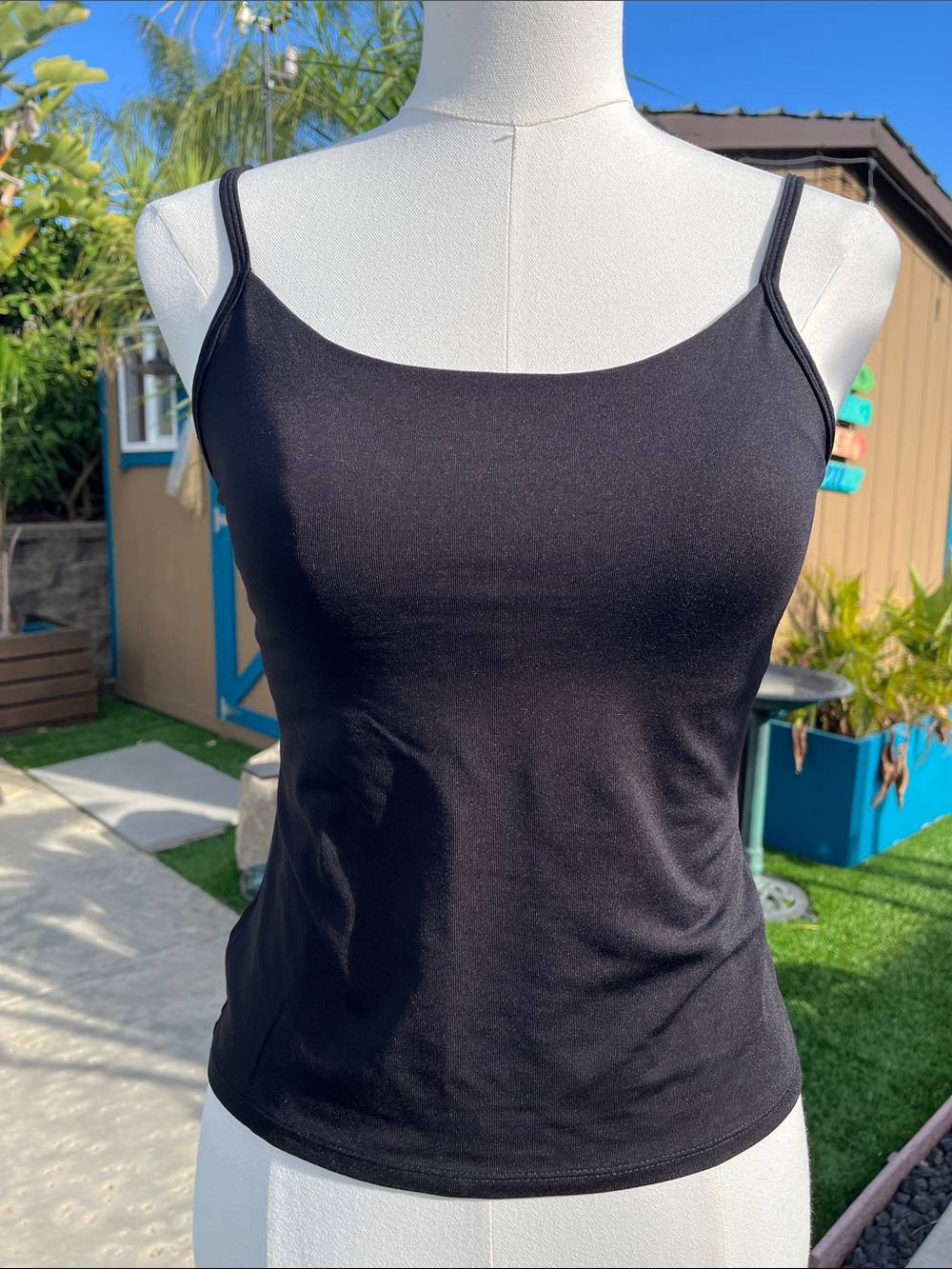 New York & Company Black Slim Spaghetti Strap Tank
